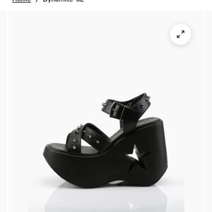 Demonia Black Star Cutout Platform Sandals